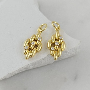 Подвеска Ромб 17.5x8.6 мм с фианитами, позолота 14К (10116-З) купить с доставкой по России | Интернет-магазин Viva Beads