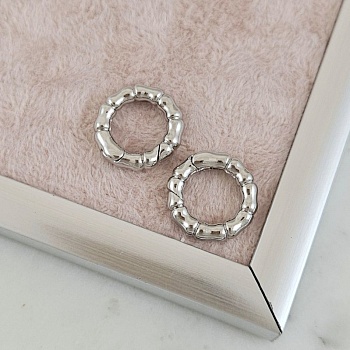 Замок круглый карабин 15x3 мм Бамбук, родиевое покрытие (10181-15-Р) замок для украшений купить с доставкой по России | Интернет-магазин Viva Beads