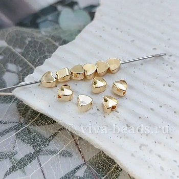 1 шт. Бусина разделитель Сердце 4 мм позолота 14к (6929-З) купить в Воронеже | Заказать в интернет-магазине Viva Beads
