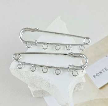 Булавка основа для броши 50 мм, 5 петель, родиевое покрытие (9600-Р) купить в Воронеже | Заказать в интернет-магазине Viva Beads Булавка основа для броши 50 мм, 5 петель, родиевое покрытие (9600-Р)