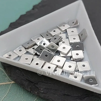 1 шт. Бусина /разделитель/ квадрат 6х6х1 мм родиевое покр. (6930-6-Р) купить в Воронеже | Заказать в интернет-магазине Viva Beads
