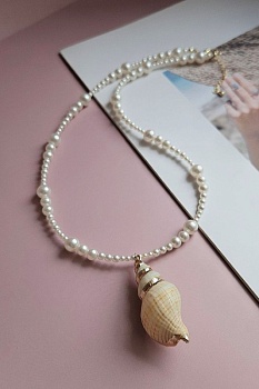 Набор материалов для создания летнего колье "Морские мечты" | Viva-Beads Shell Aura: набор материалов для создания ожерелья с ракушкой (НАБОР-38)