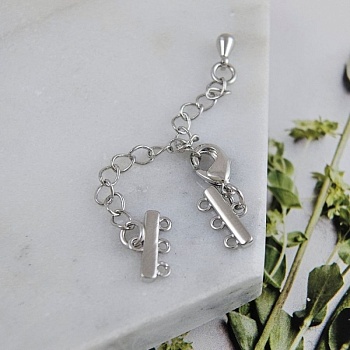 УЦЕНКА Замок лобстер 10 мм с коннекторами на 3 нити и удлинителем, родиевое покрытие (9746-3-Р-УЦ) купить в Воронеже | Заказать в интернет-магазине Viva Beads
 УЦЕНКА Замок лобстер 10 мм с коннекторами на 3 нити и удлинителем, родиевое покрытие (9746-3-Р-УЦ) купить в Воронеже | Заказать в интернет-магазине Viva Beads