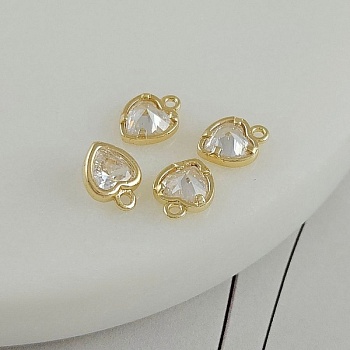 Подвеска Сердце с фианитом 6х8 мм Crystal, позолота 14к классическое золото(8030-ЗБЕЛ)