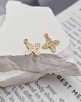 Подвеска Цветок с фианитами 13.8х10.6 мм позолота (8345-З) купить с доставкой по России | Интернет-магазин Viva Beads