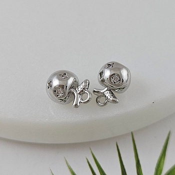 Подвеска Яблоко 9.7x7.1 мм с фианитами, родиевое покрытие (9953-Р) купить с доставкой по России | Интернет-магазин Viva Beads