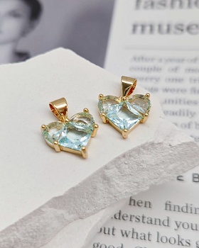 Подвеска Сердце 12 мм с фианитами, позолота (8338-ГЗ) купить с доставкой по России | Интернет-магазин Viva Beads