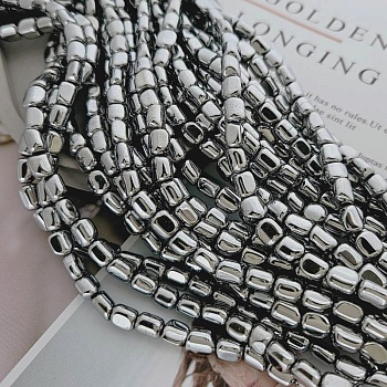 Нить 40 см Гематит, гематин фри форм 4-6x6.4-7.8 мм, цвет платина (8409-П) купить в Воронеже | Заказать в интернет-магазине Viva Beads
