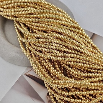 Нить 40 см Гематит, гематин бусины 4.2 мм шар цвет классическое золото (9333-4) купить в Воронеже | Заказать в интернет-магазине Viva Beads
 Нить 40 см Гематит, гематин бусины 4.2 мм шар цвет классическое золото (9333-4) купить в Воронеже | Заказать в интернет-магазине Viva Beads