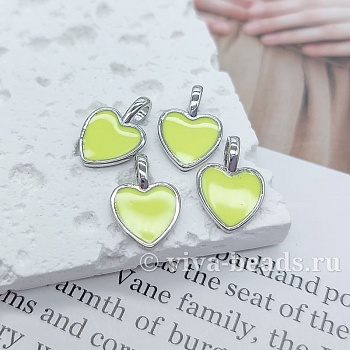 Подвеска Сердце 14.8x10 мм эмаль, родиевое покр. (7170-РСАЛ) купить с доставкой по России | Интернет-магазин Viva Beads