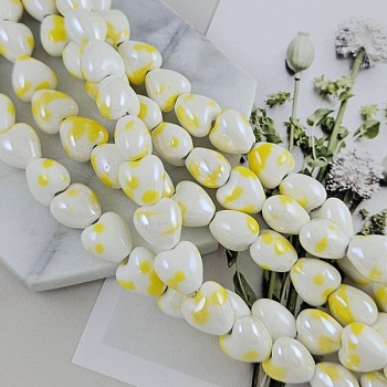 Бусина сердце 12 мм белый с желтыми пятнами, керамика (6436-БЖ) купить в Воронеже | Заказать в интернет-магазине Viva Beads
 Бусина сердце 12 мм белый с желтыми пятнами, керамика (6436-БЖ) купить в Воронеже | Заказать в интернет-магазине Viva Beads