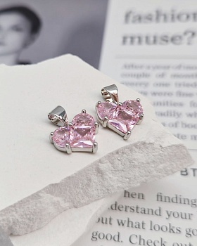 Подвеска Сердце 12 мм с фианитами, розовый, родиевое покр. (8338-РР) купить с доставкой по России | Интернет-магазин Viva Beads