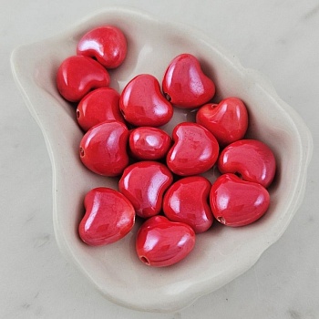 УЦЕНКА 1 шт. Бусина Сердце ок. 14 мм красный, керамика (6436-14-К-УЦ)