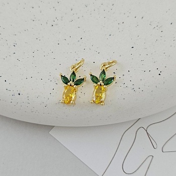 Подвеска Ананас 15х8.7 мм с фианитами позолота 14К (7499-З)