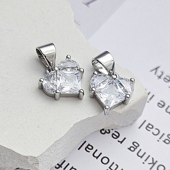 Подвеска Сердце 10 мм с фианитами, Crystal, родиевое покрытие (8350-КРР)