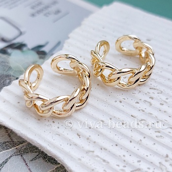 Кольцо Цепь свободный размер позолота 14к (6970-З)