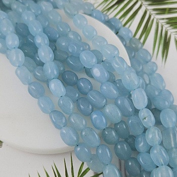 Нить 18 см Жадеит натуральный тонированный ок. 8х11 мм бусины фри форм, галтовка, голубой (9933-ГОЛ) купить в Воронеже | Заказать в интернет-магазине Viva Beads
