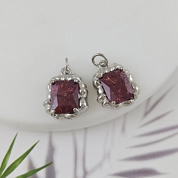 УЦЕНКА Подвеска 16.3х13.5 мм с кристаллом кракле, бордовый, родиевое покрытие (6809-БОРР-УЦ)