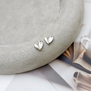 Подвеска Сердце с фианитами 7.8x6 мм родиевое покрытие (9168-Р)