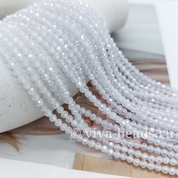 Нить 18 см Фианиты 3 мм граненые бусины, прозрачный (5472-Б) купить в Воронеже | Заказать в интернет-магазине Viva Beads
 Нить 18 см Фианиты 3 мм граненые бусины, прозрачный (5472-Б) купить в Воронеже | Заказать в интернет-магазине Viva Beads