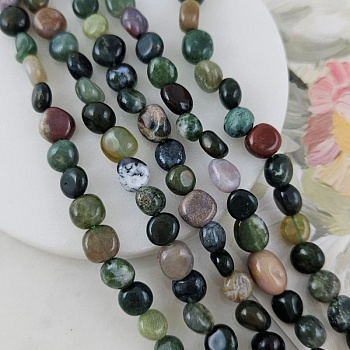 Нить 19 см Агат индийский натуральный ок. 5-9x7-11 мм бусины фри форм, галтовка (9671) для бижутерии купить с доставкой по России | Интернет‑магазин Viva Beads