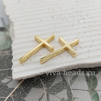 Подвеска Крест 23.5x13x3 мм позолота (6069-З) купить с доставкой по России | Интернет-магазин Viva Beads