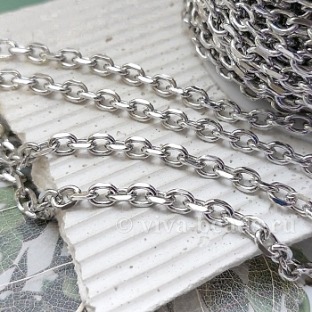 10 см Цепь 4.4 мм /толщина/ родиевое покр. (6913-Р) купить в Воронеже | Заказать в интернет-магазине Viva Beads
