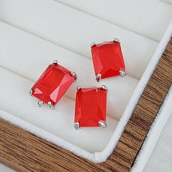 Подвеска прямоугольная с кристаллом 13.5x9 мм, родиевое покрытие, алый (10216-Р-АЛ) купить с доставкой по России | Интернет-магазин Viva Beads