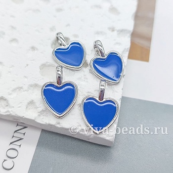 Подвеска Сердце 14.8x10 мм эмаль, родиевое покр. (7170-РСИН) купить с доставкой по России | Интернет-магазин Viva Beads