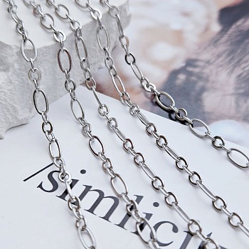 50 см Цепь овальная 3.4 мм / толщина / с родиевым покрытием (8566-Р) купить в Воронеже | Заказать в интернет-магазине Viva Beads
