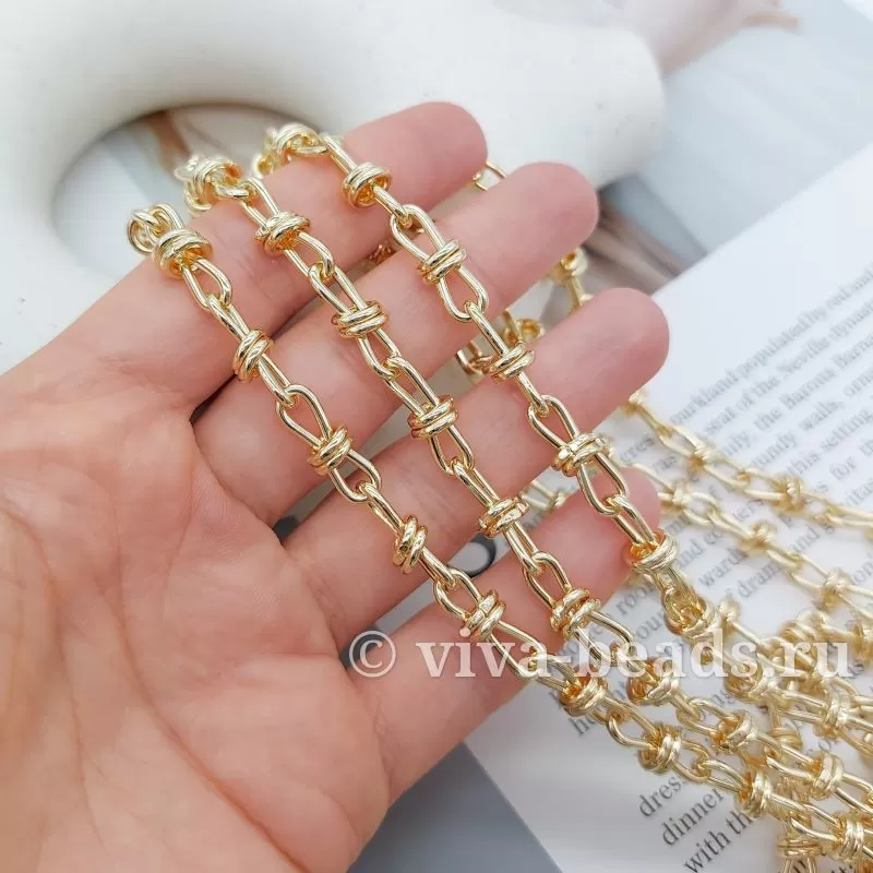 10 см Цепь 6.7 мм (толщина) позолота (7330-З) купить в Воронеже  | Заказать в интернет-магазине Viva Beads

