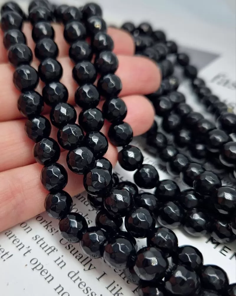 Нить 17 см Черный оникс 8 мм граненая бусина (7258-8) купить в Воронеже | Заказать в интернет-магазине Viva Beads
