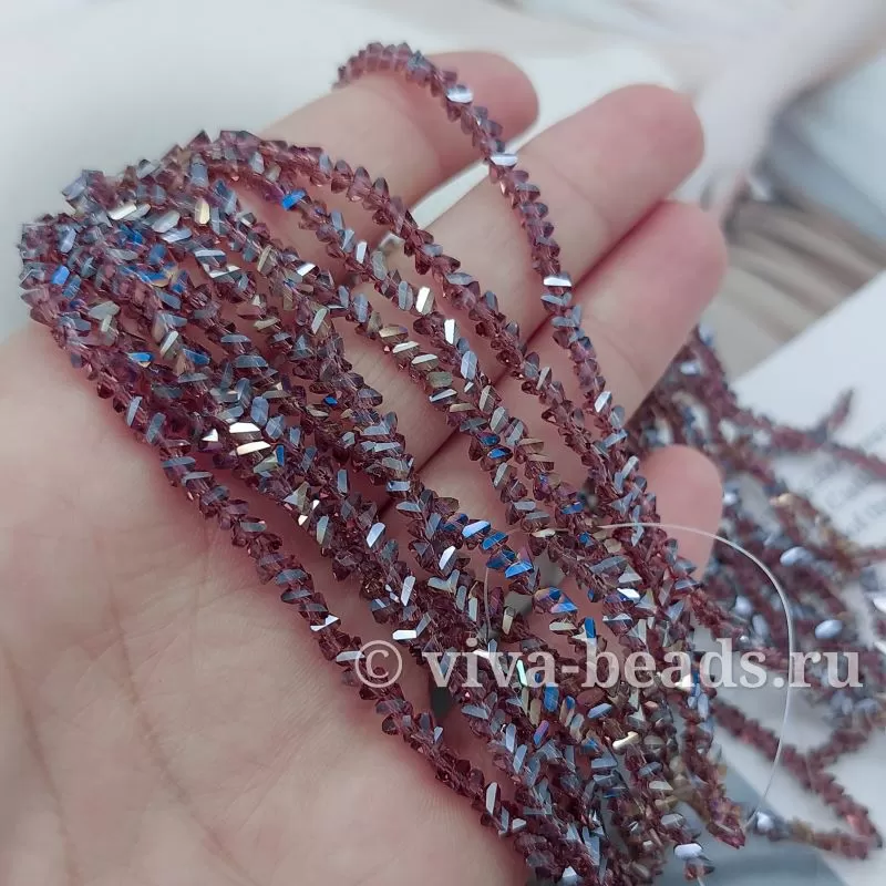 Нить 28 см Бусина многогранник ок. 3x2 мм аметистовый стекло (7338-АМ) купить в Воронеже  | Заказать в интернет-магазине Viva Beads

