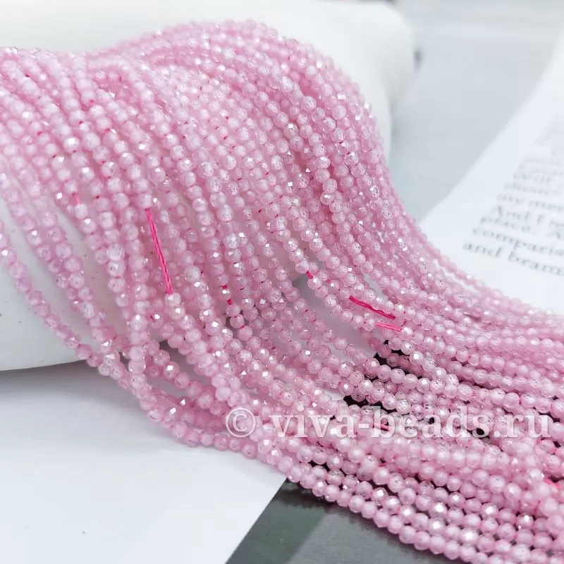 Нить 18 см Фианиты / цирконы / 2 мм розовый (6717-Р) купить в Воронеже  | Заказать в интернет-магазине Viva Beads
