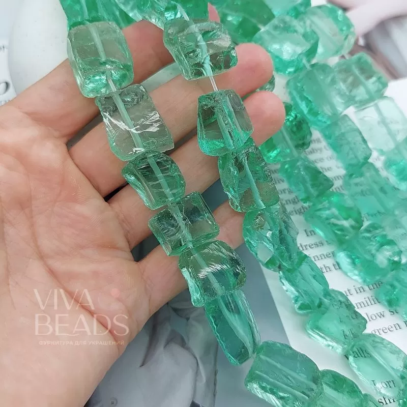 &quot;Кварц&quot; зеленый кусочки 13-16х15-23 мм (7646) купить в Воронеже | Заказать в интернет-магазине Viva Beads
