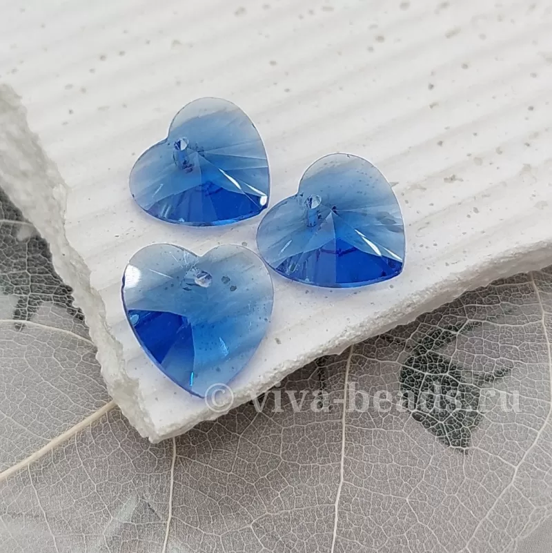 Подвеска Сердце 12 мм Sapphire хрустальное стекло (6656-С)