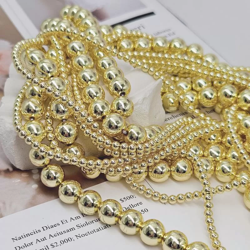 Нить 20 см Гематит 4 мм шар цвет яркое золото (8478-4) купить в Воронеже | Заказать в интернет-магазине Viva Beads
