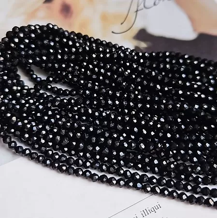 Нить 35-36 см Хрустальные бусины граненый шар 3 мм черный (8466-3-ЧЕРН) купить в Воронеже  | Заказать в интернет-магазине Viva Beads
