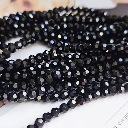 Нить 35-36 см Хрустальные бусины граненый шар 4 мм черный (8466-4-ЧЕРН) купить в Воронеже  | Заказать в интернет-магазине Viva Beads
